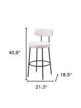Set of Two 29" Ivory And Black Shearling And Steel Low Back Bar Height Bar Chairs