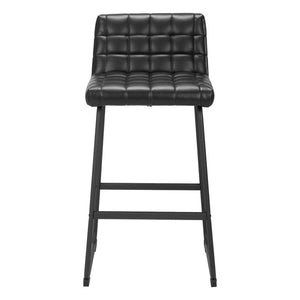 Set of Two 30" Black Faux Leather And Steel Bar Height Bar Chairs