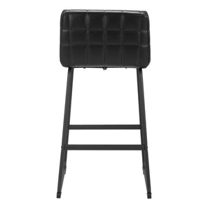 Set of Two 30" Black Faux Leather And Steel Bar Height Bar Chairs