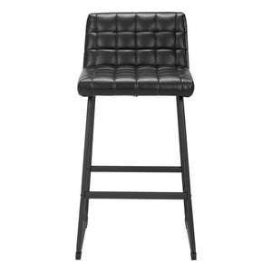 Set of Two 30" Black Faux Leather And Steel Bar Height Bar Chairs