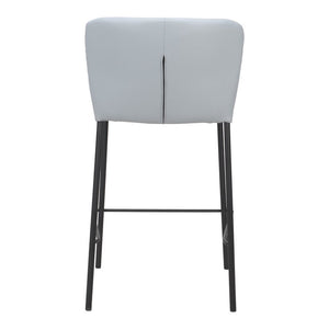 Set of Two 26" Gray And Black Faux Leather And Steel Counter Height Bar Chairs