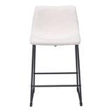 Set of Two 24" Ivory And Black Shearling And Steel Counter Height Bar Chairs