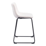 Set of Two 24" Ivory And Black Shearling And Steel Counter Height Bar Chairs