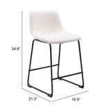 Set of Two 24" Ivory And Black Shearling And Steel Counter Height Bar Chairs