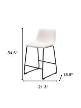 Set of Two 24" Ivory And Black Shearling And Steel Counter Height Bar Chairs