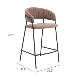 Set of Two 26" Brown and Black Shearling and Steel Low Back Counter Height Bar Chairs