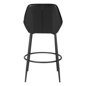 Set of Two 30" Black Faux Leather And Steel Bar Height Bar Chairs