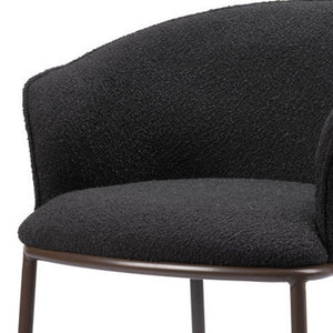 26" Black And Bronze Shearling And Fabric And Steel Counter Height Bar Chair