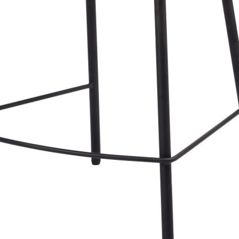 26" Ivory and Black Shearling and Steel Counter Height Bar Chair