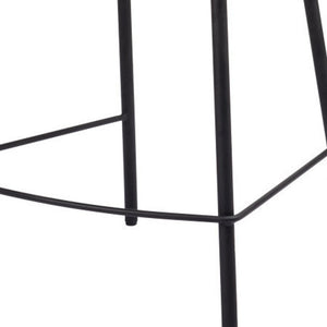 26" Ivory and Black Shearling and Steel Counter Height Bar Chair