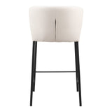 Set of Two 26" Cream And Black Faux Leather And Steel Counter Height Bar Chairs