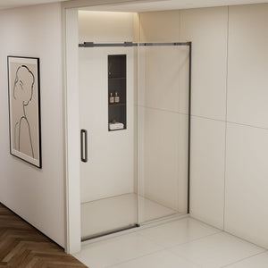 Semi-Frame Single Sliding Shower Door With Clear Tempered Glass by Couch.com