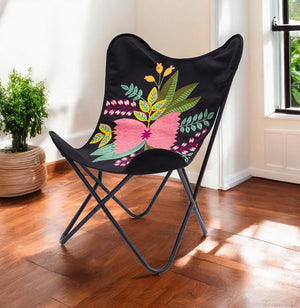 26" Black Tropical Butterfly Chair