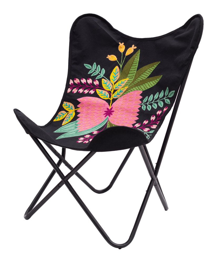 26" Black Tropical Butterfly Chair