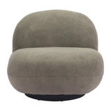 30" Khaki And Black Faux Shearling And Upholstered Slipper Chair