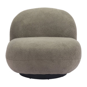 30" Khaki And Black Faux Shearling And Upholstered Slipper Chair