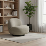 30" Khaki And Black Faux Shearling And Upholstered Slipper Chair