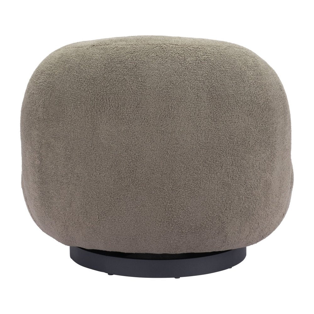 30" Khaki And Black Faux Shearling And Upholstered Slipper Chair