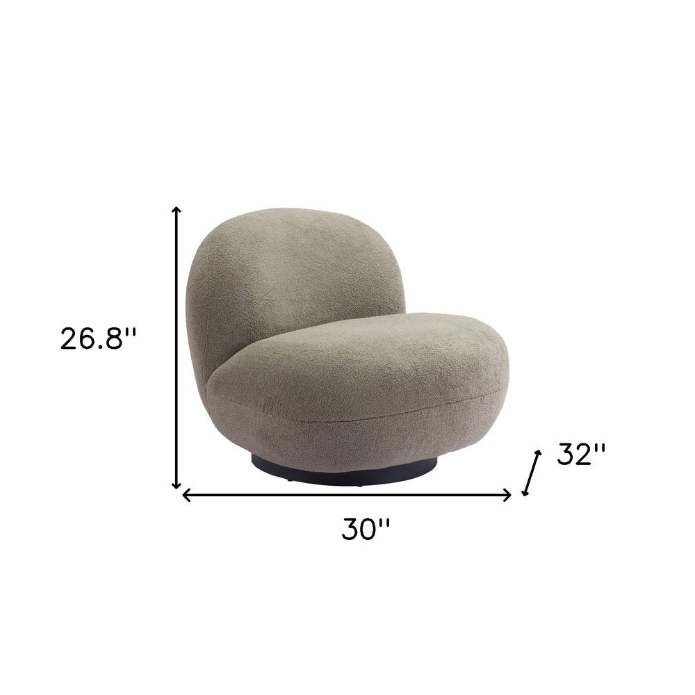 30" Khaki And Black Faux Shearling And Upholstered Slipper Chair