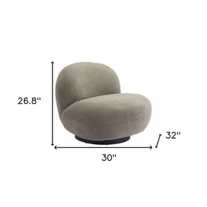 30" Khaki And Black Faux Shearling And Upholstered Slipper Chair