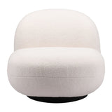 30" Cream And Black Faux Shearling And Upholstered Slipper Chair