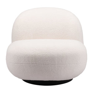 30" Cream And Black Faux Shearling And Upholstered Slipper Chair