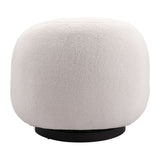 30" Cream And Black Faux Shearling And Upholstered Slipper Chair