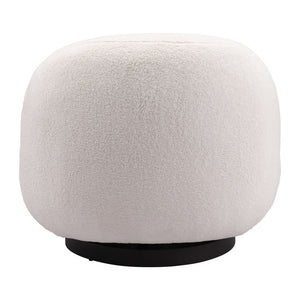 30" Cream And Black Faux Shearling And Upholstered Slipper Chair