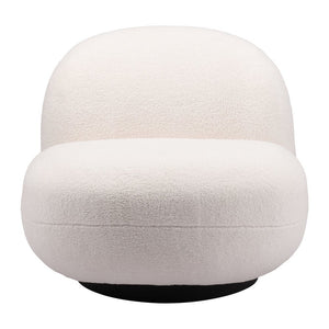 30" Cream And Black Faux Shearling And Upholstered Slipper Chair