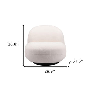 30" Cream And Black Faux Shearling And Upholstered Slipper Chair