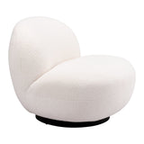 30" Cream And Black Faux Shearling And Upholstered Slipper Chair