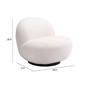 30" Cream And Black Faux Shearling And Upholstered Slipper Chair