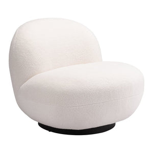 30" Cream And Black Faux Shearling And Upholstered Slipper Chair