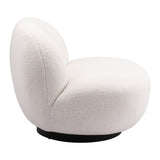 30" Cream And Black Faux Shearling And Upholstered Slipper Chair
