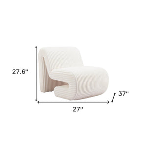 26" White Corduroy And Upholstered Lounge Chair