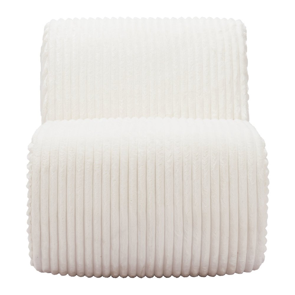 26" White Corduroy And Upholstered Lounge Chair
