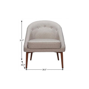 28" Gray And Brown Fabric And Upholstered Tufted Barrel Chair