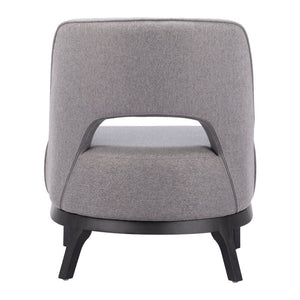 26" Gray And Black Upholstered Lounge Chair