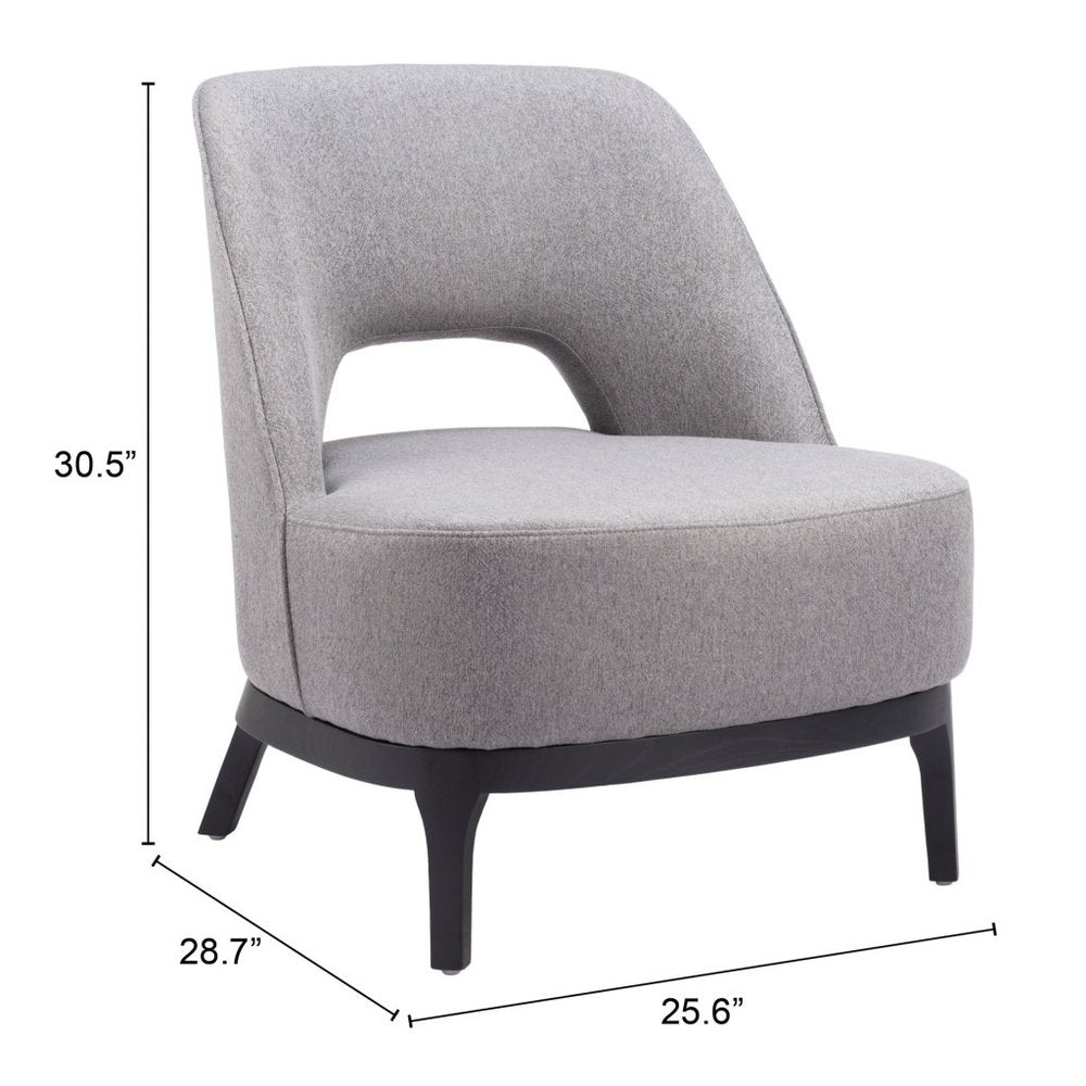 26" Gray And Black Upholstered Lounge Chair