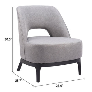 26" Gray And Black Upholstered Lounge Chair
