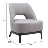 26" Gray And Black Upholstered Lounge Chair
