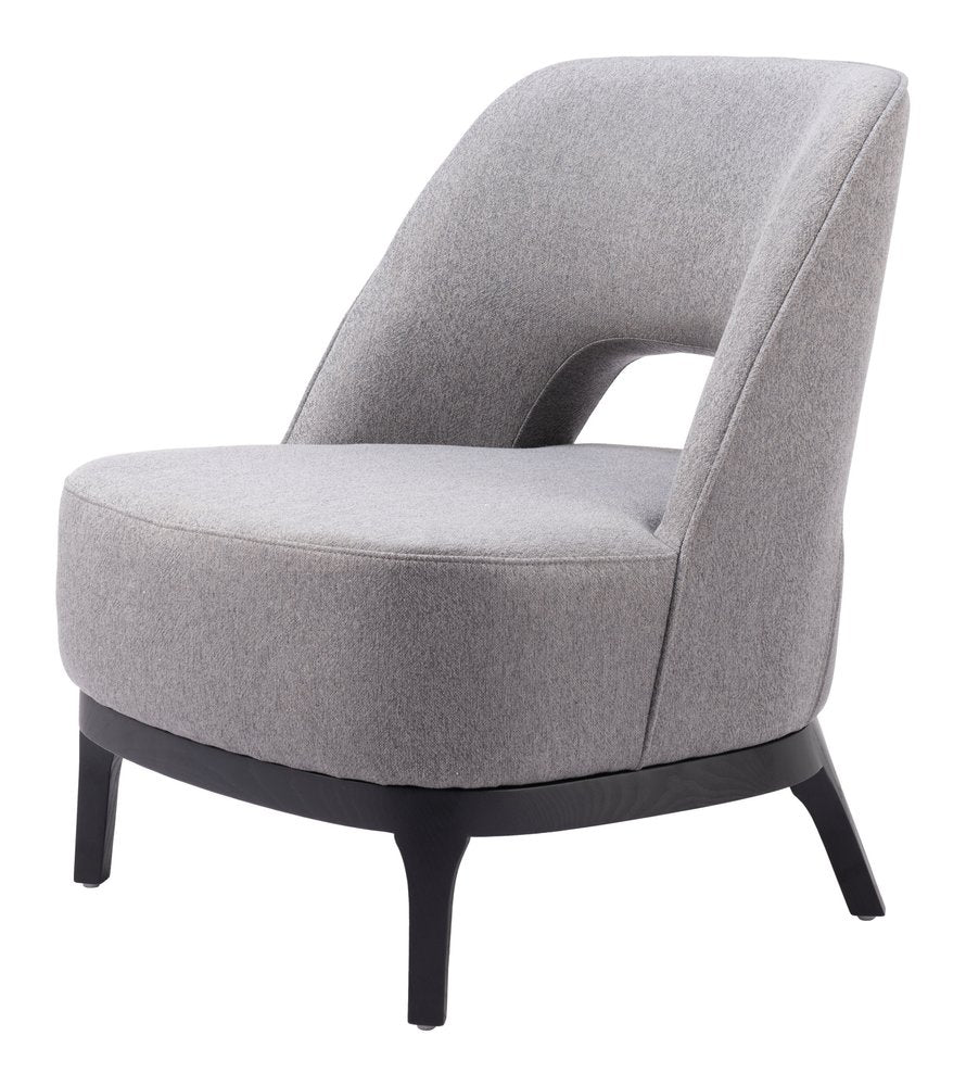26" Gray And Black Upholstered Lounge Chair