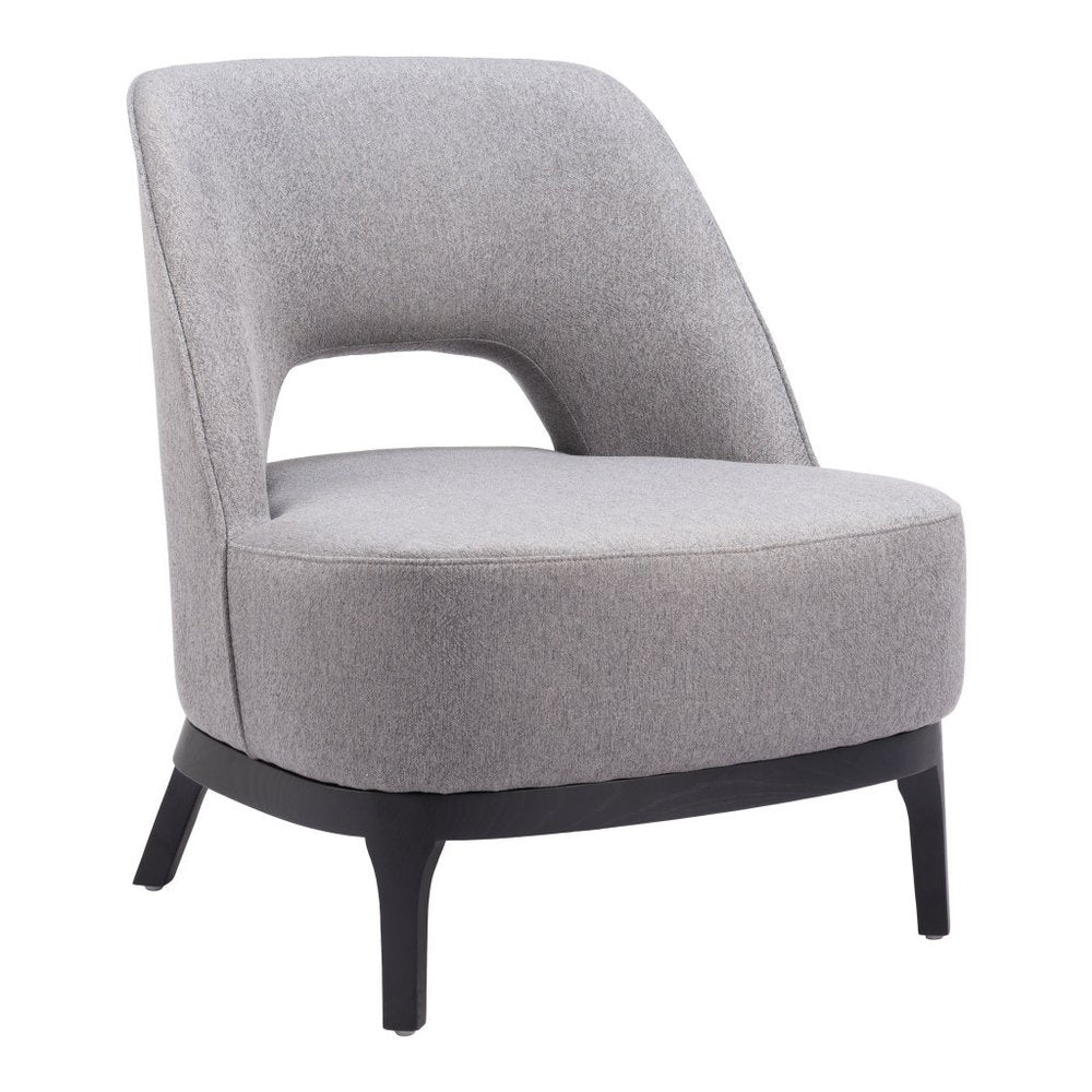 26" Gray And Black Upholstered Lounge Chair
