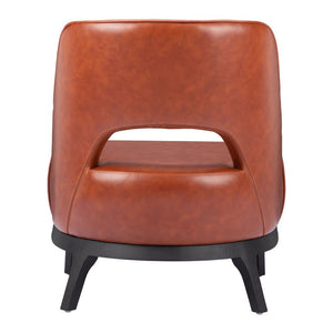 26" Brown And Black Faux Leather And Faux Leather Lounge Chair