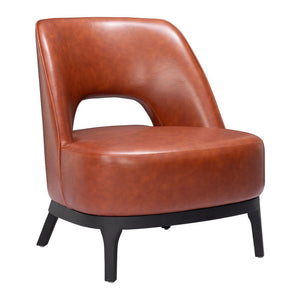 26" Brown And Black Faux Leather And Faux Leather Lounge Chair