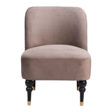 22" Taupe And Black And Gold Velvet And Upholstered Side Chair