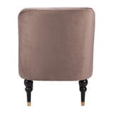 22" Taupe And Black And Gold Velvet And Upholstered Side Chair