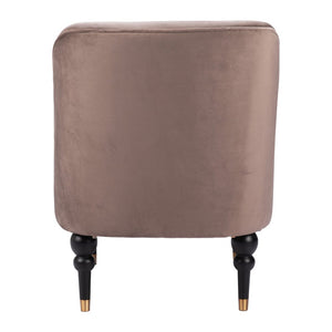 22" Taupe And Black And Gold Velvet And Upholstered Side Chair