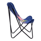 26" Blue And Black Tropical Butterfly Chair