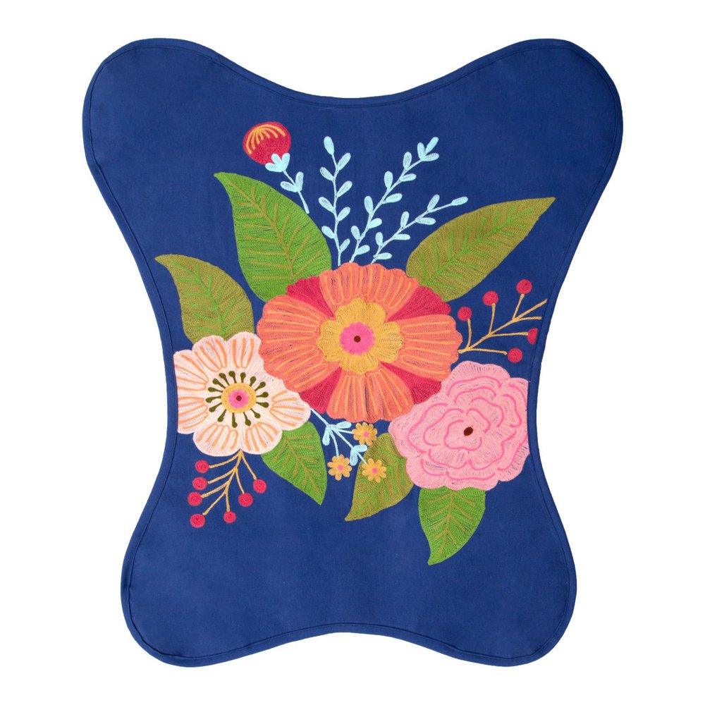 26" Blue And Black Tropical Butterfly Chair